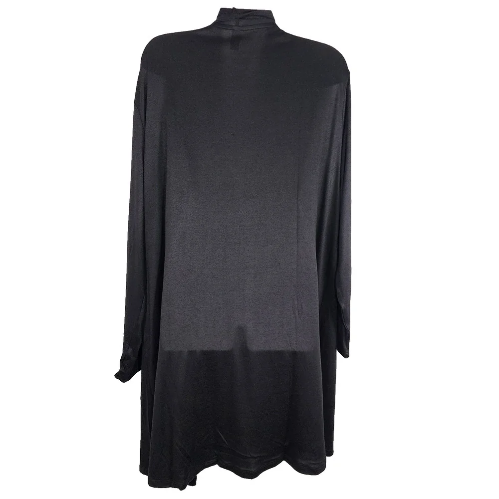 32 Degrees Heat Womens Long Open Cardigan Sweater L/XL Black Pockets Lightweight - Picture 2 of 9